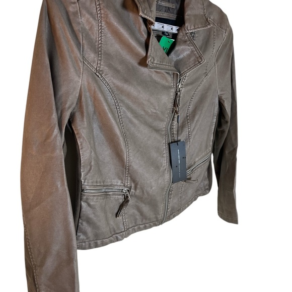 NWT 🔥 Brown Faux Leather Moto Jacket XL - Picture 4 of 6